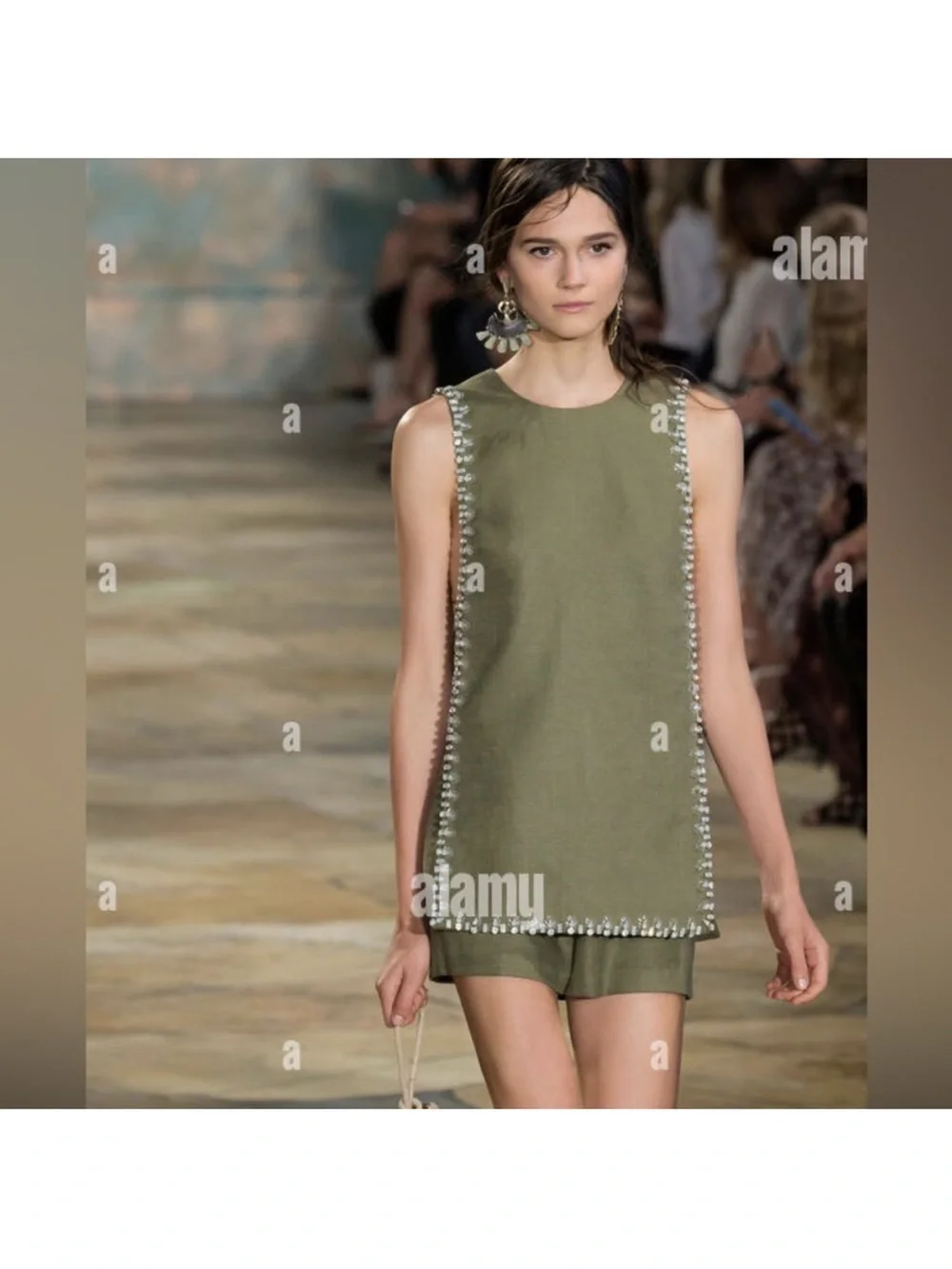 TORY BURCH Rachel Embellished Linen Tabard Tank In Hills $895 6